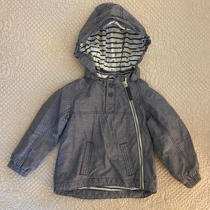 H&M blue hooded, lightweight jacket, boys size 12-18m
